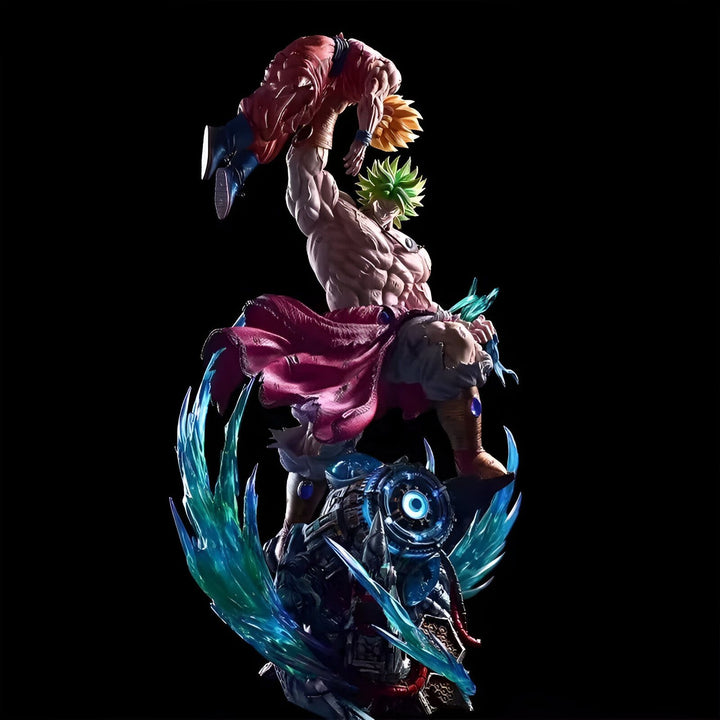 Une image de Broly, un personnage de Dragon Ball Z, en train de soulever un autre personnage, Goku. Broly est un personnage très musclé avec des cheveux verts et Goku est un personnage plus petit avec des cheveux noirs.,FI-4423013614