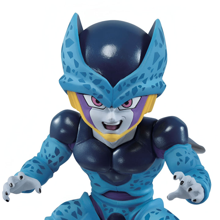 Une figurine de Cell, un personnage de Dragon Ball Z. Il est bleu et a une tête d'insecte. Il est en position d'attaque.,FI-8159765290
