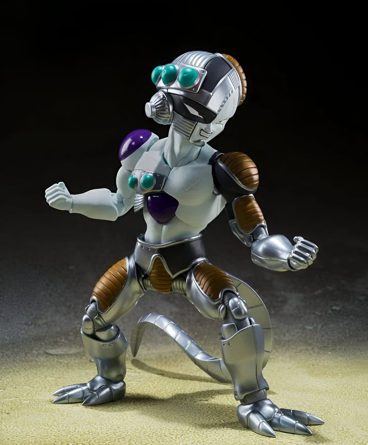 L'image représente une figurine de Freezer, un personnage de la série Dragon Ball Z. Freezer est un extraterrestre qui a conquis de nombreuses planètes et qui est l'un des ennemis les plus puissants de Goku. La figurine est en métal et mesure environ 15 cm de haut. Elle est très détaillée et représente Freezer dans sa deuxième forme, avec son armure de combat.,FI-5646647339