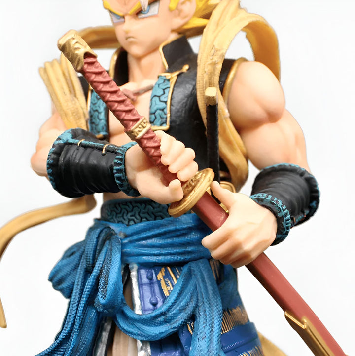 Une figurine de Bardock, un personnage de la série Dragon Ball Z. Il est vêtu d'un kimono bleu et blanc et porte une épée.,FI-154959074X