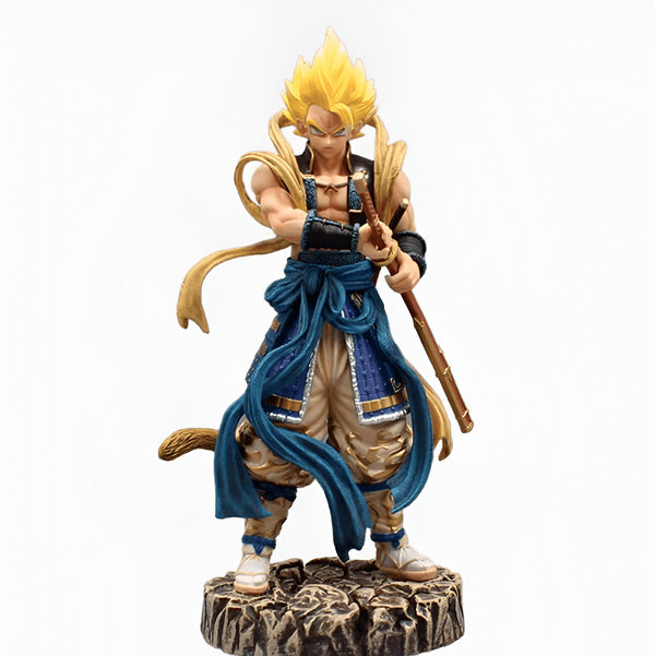 Une figurine de Son Goku, un personnage de la série Dragon Ball Z. Il est vêtu d'un kimono bleu et blanc et porte une épée.,FI-154959074X