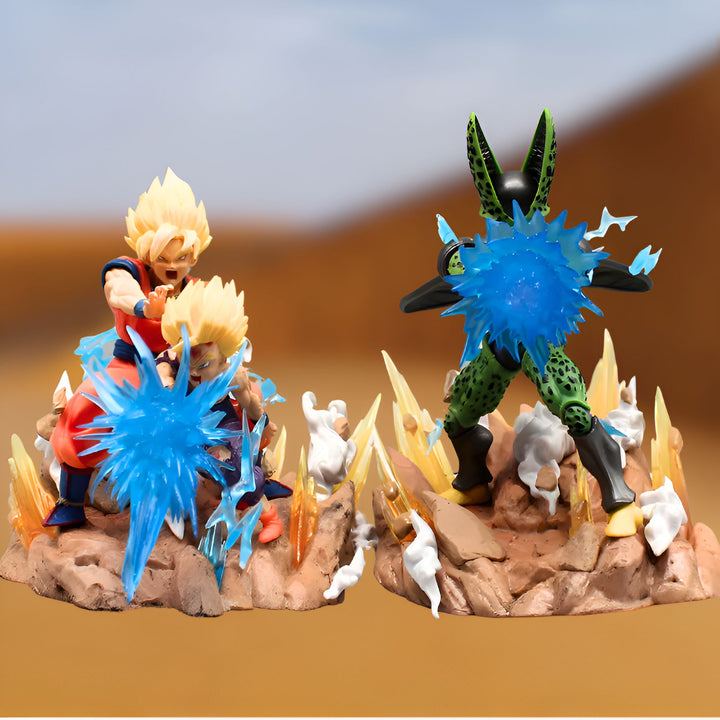 Une image de Son Goku et de Cell dans une scène de combat. Son Goku est en train de charger son Kamehameha et Cell est en train de se préparer à le recevoir.,FI-0417045611