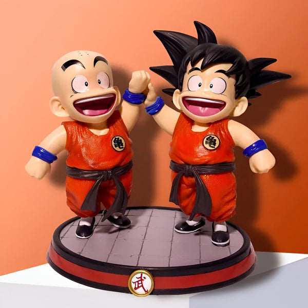 Deux figurines de Son Goku et Krilin, personnages du dessin animé Dragon Ball Z, en train de se tenir la main.,FI-2403265217