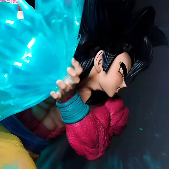 Une image de Son Goku, un personnage de Dragon Ball Z, en train de se battre. Il est entouré d'un aura bleue et il est en train de charger son attaque.,FI-8859162556
