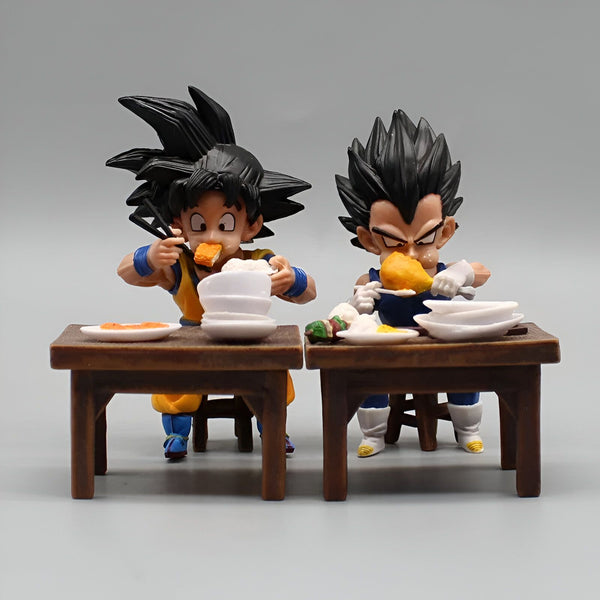 Deux figurines de Dragon Ball Z, Goku et Vegeta, sont assises à une table et en train de manger.,FI-6433225225