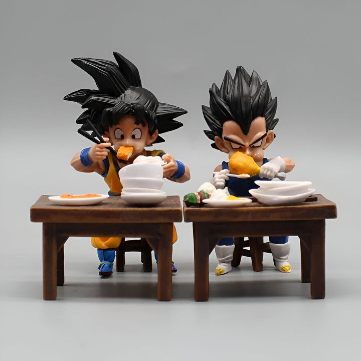 Deux figurines de Dragon Ball Z, Goku et Vegeta, sont assises à une table et en train de manger.,FI-6433225225
