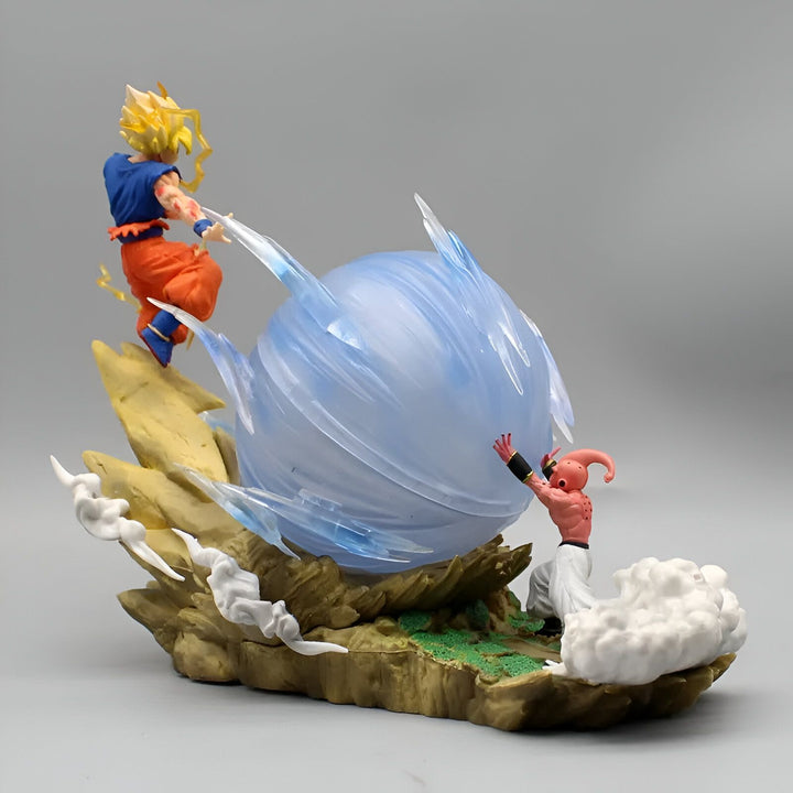 Une figurine de Son Goku et Majin Buu en train de se battre. Son Goku est en train de lancer un Kamehameha et Majin Buu est en train de l'esquiver.,FI-5223712943