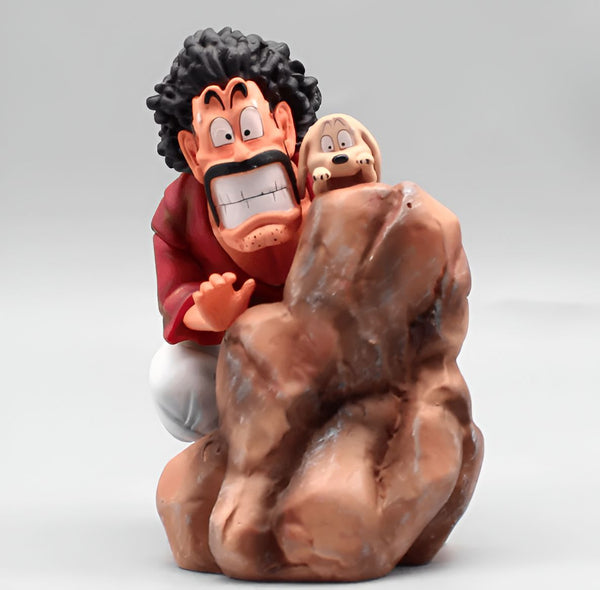 Une figurine de Mr. Satan, un personnage de Dragon Ball Z, en train de grimper sur un rocher avec son chien Bee.,FI-9072384849