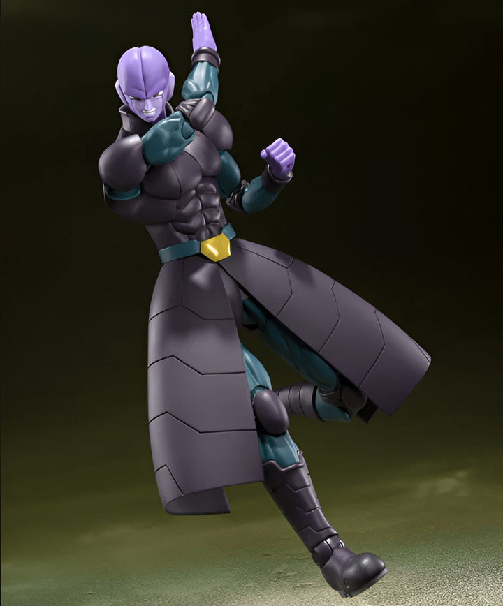 Une figurine de Hit, un personnage de Dragon Ball Super. Il est vêtu d'un costume noir et violet et est en position de combat.,FI-797694245X