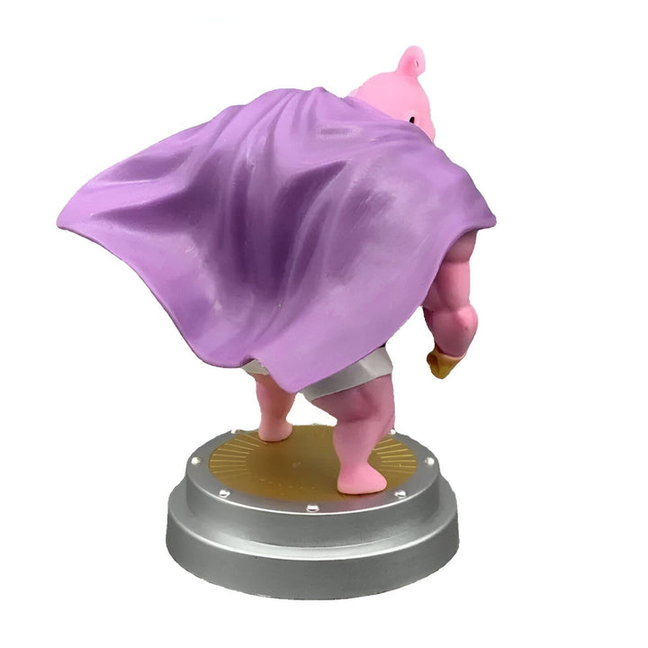 Une figurine de Buu Majin, un personnage de Dragon Ball Z. Il est représenté avec sa cape violette et son pantalon blanc. Il est en train de se retourner vers la droite.,FI-7353755717