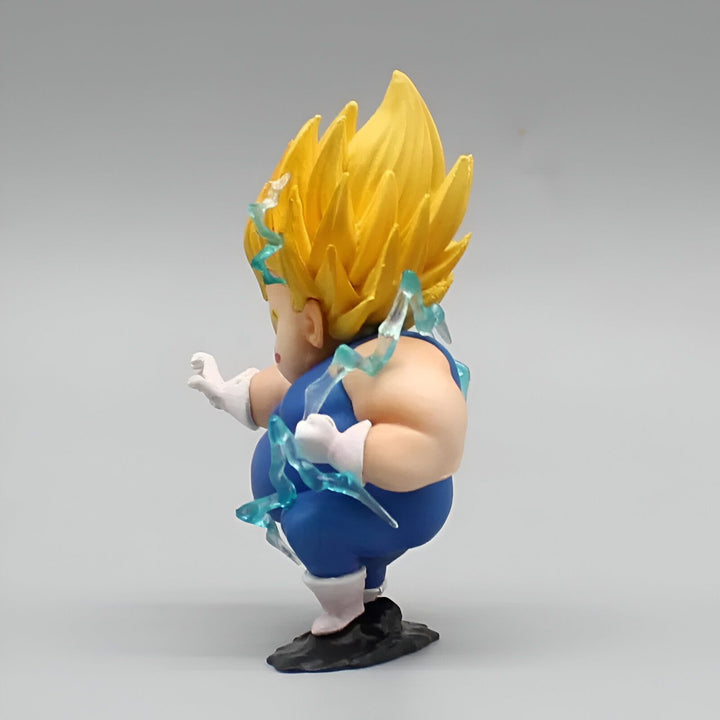 Une figurine en plastique de Vegeta, un personnage de la série Dragon Ball Z. Il est représenté avec son costume bleu et jaune, et il est en train de se mettre en garde.,FI-8243580425