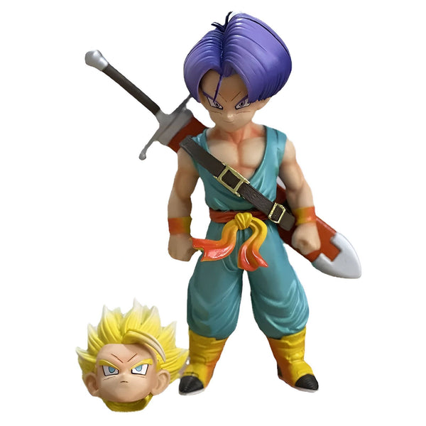 Une figurine de Trunks, un personnage de Dragon Ball Z, avec une épée à la main et une tête supplémentaire.,FI-3607155011