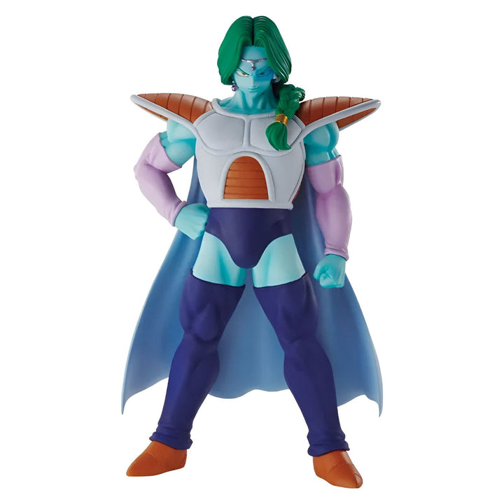 Une figurine de Zarbon, un personnage de Dragon Ball Z. Il est vêtu d'une combinaison de combat bleue et blanche et d'une cape violette. Il a les cheveux verts et les yeux bleus.,FI-0212923269