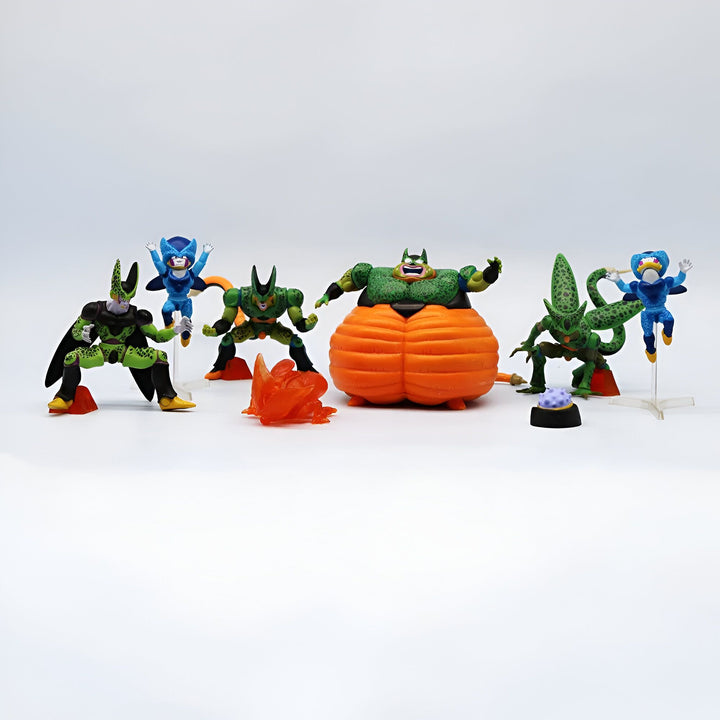 Une image de figurines de la série Dragon Ball Z. On y voit les personnages de Cell, Cell Jr., et Perfect Cell.,FI-5763420926