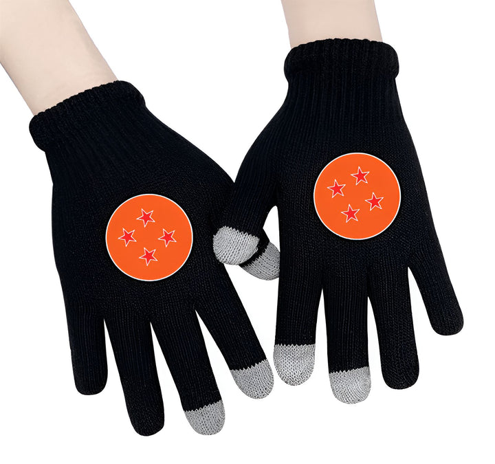 Une paire de gants noirs avec un motif de Dragon Ball Z. Les gants sont en laine et ont un intérieur en polaire. Ils sont parfaits pour l'hiver.,GA-6943117459