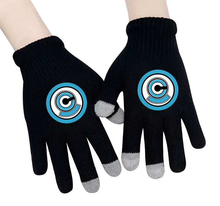Une paire de gants noirs avec le logo de Capsule Corporation, de la série Dragon Ball Z.,GA-9883972776