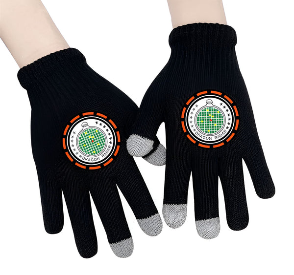 Une paire de gants noirs avec un logo Dragon Radar sur chaque paume. Les gants sont en laine et ont des bouts de doigts tactiles.,GA-2931540439