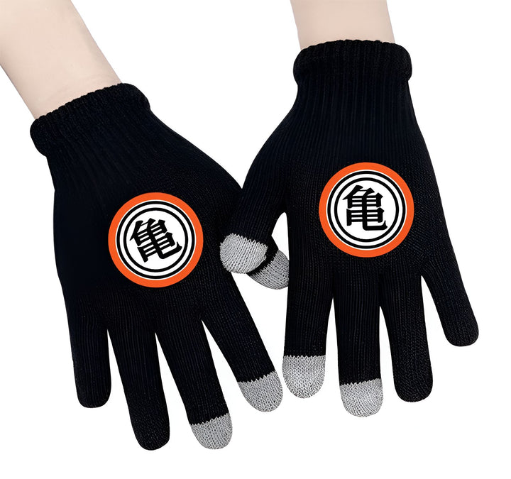 Une paire de gants noirs avec le symbole "Tortue" de Dragon Ball Z.,GA-4585029125