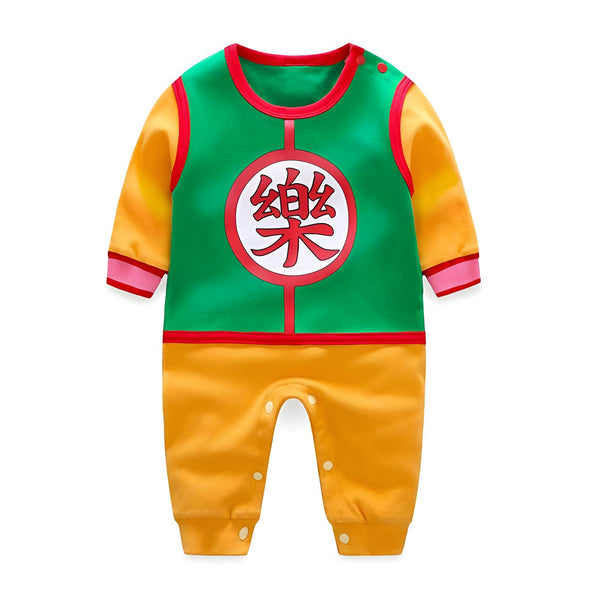 Une grenouillère verte et jaune pour bébé avec un motif de Tortue Géniale au centre.,GR-1460768213,GR-8858739310,GR-9350909316,GR-9754605386