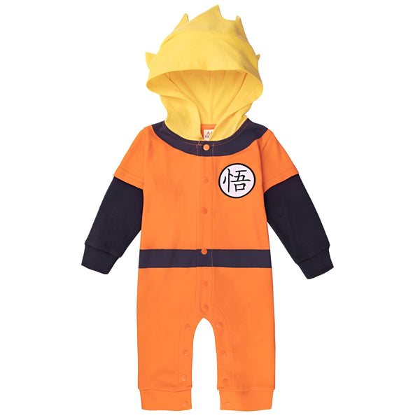Une combinaison orange et bleue avec une capuche jaune. Le symbole de Goku est sur le devant de la combinaison.,GR-5827820008,GR-5023526593,GR-0344227286,GR-8150341218
