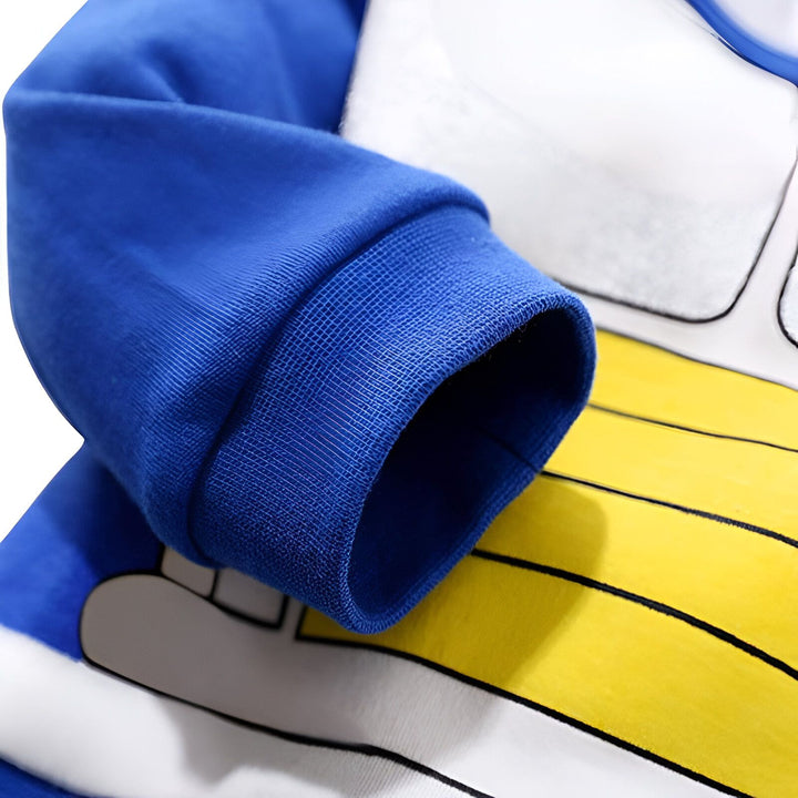 La manche retroussée d'un sweat-shirt bleu marine pour enfant avec des rayures jaunes et blanches.,GR-212364000X,GR-9798617851,GR-236624729X,GR-8597764066,GR-1893628825,GR-1551495562,GR-5181639313