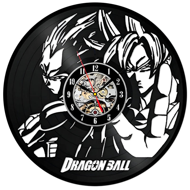 Une horloge murale en vinyle représentant Son Goku et Vegeta, deux personnages de la série animée Dragon Ball.,HO-6812066664