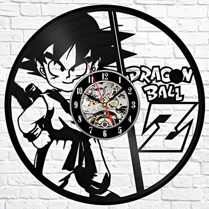Une horloge murale en vinyle représentant Son Goku, un personnage de la série animée Dragon Ball Z.,HO-4332241479