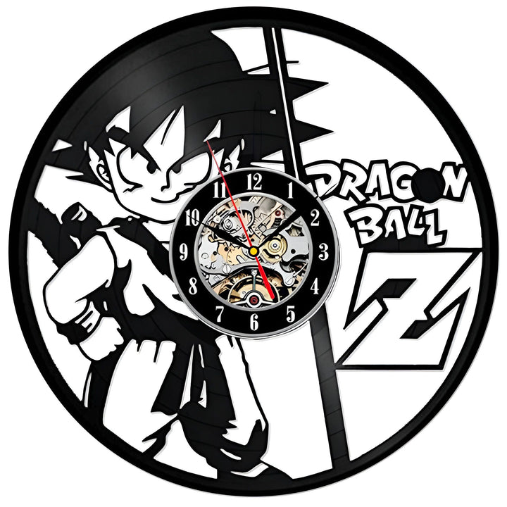Une horloge en vinyle représentant Son Goku, un personnage de Dragon Ball Z.,HO-4332241479