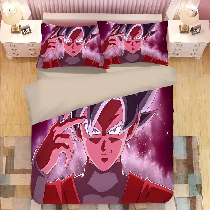 Une image de Son Goku, un personnage de Dragon Ball Super, en train de se téléporter. Il est entouré d'un fond violet et rose.,HO-2215172509,HO-3633657258,HO-909100892X,HO-2996545885
