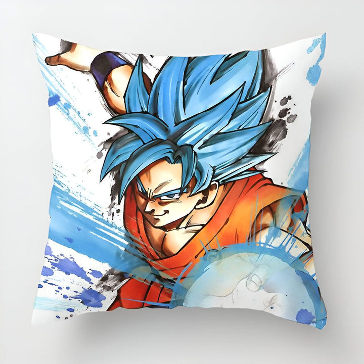 Une illustration de Son Goku, un personnage de la série animée Dragon Ball Z. Il est représenté en train de charger une attaque énergétique bleue.,HO-5993747749
