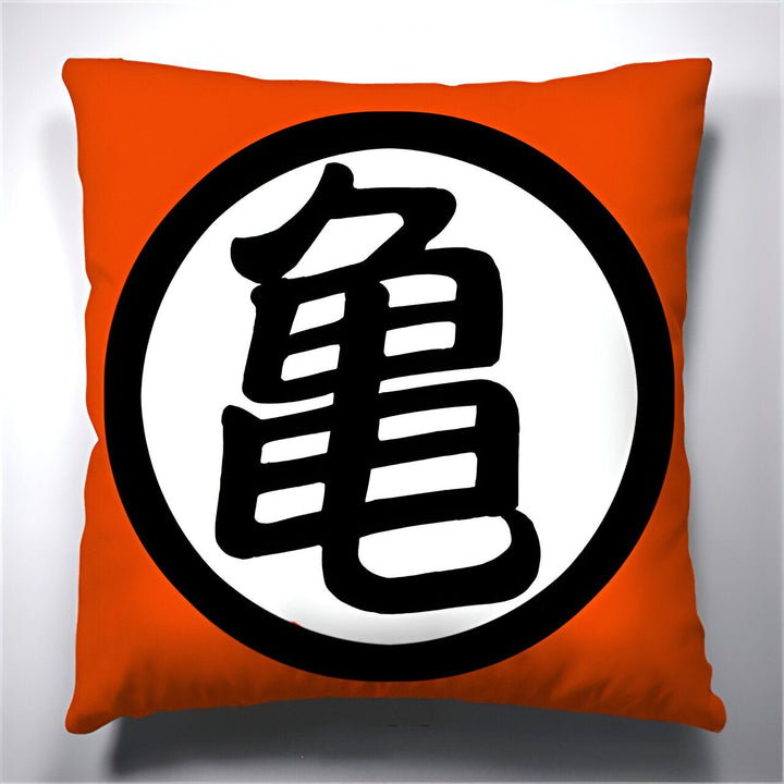 Une image d'un coussin orange avec le symbole de Tortue Géniale de Dragon Ball Z.,HO-0131660195