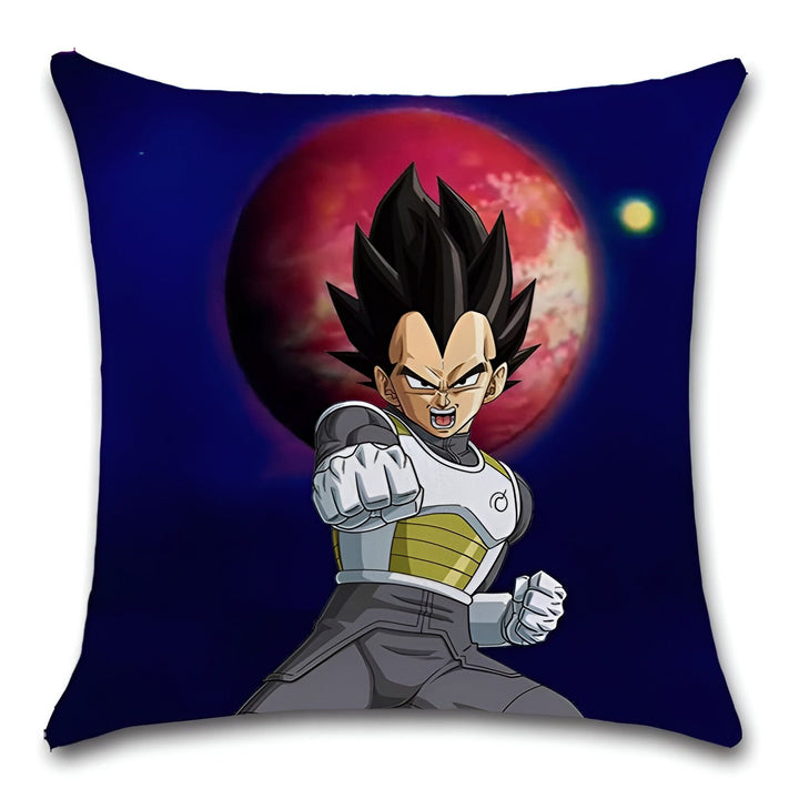 Une image de Vegeta, un personnage de la série animée Dragon Ball Z. Il est représenté en train de se battre, avec une planète rouge en arrière-plan.,HO-6381020385