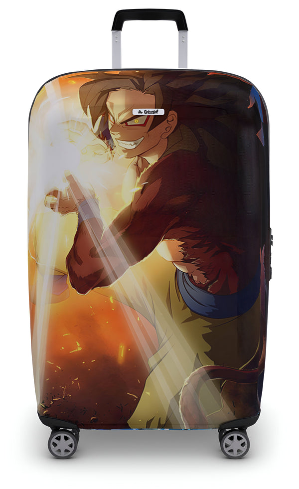Une valise à roulettes avec une image de Son Goku, un personnage de Dragon Ball Z, en train de se battre.,HO-7871127446,HO-8971482877,HO-3619619484,HO-4933958335