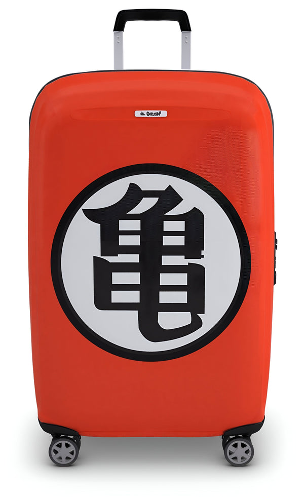 Une valise orange avec le symbole de Tortue Géniale de Dragon Ball Z.,HO-7552379693,HO-2188011376,HO-6378079781,HO-0491625367