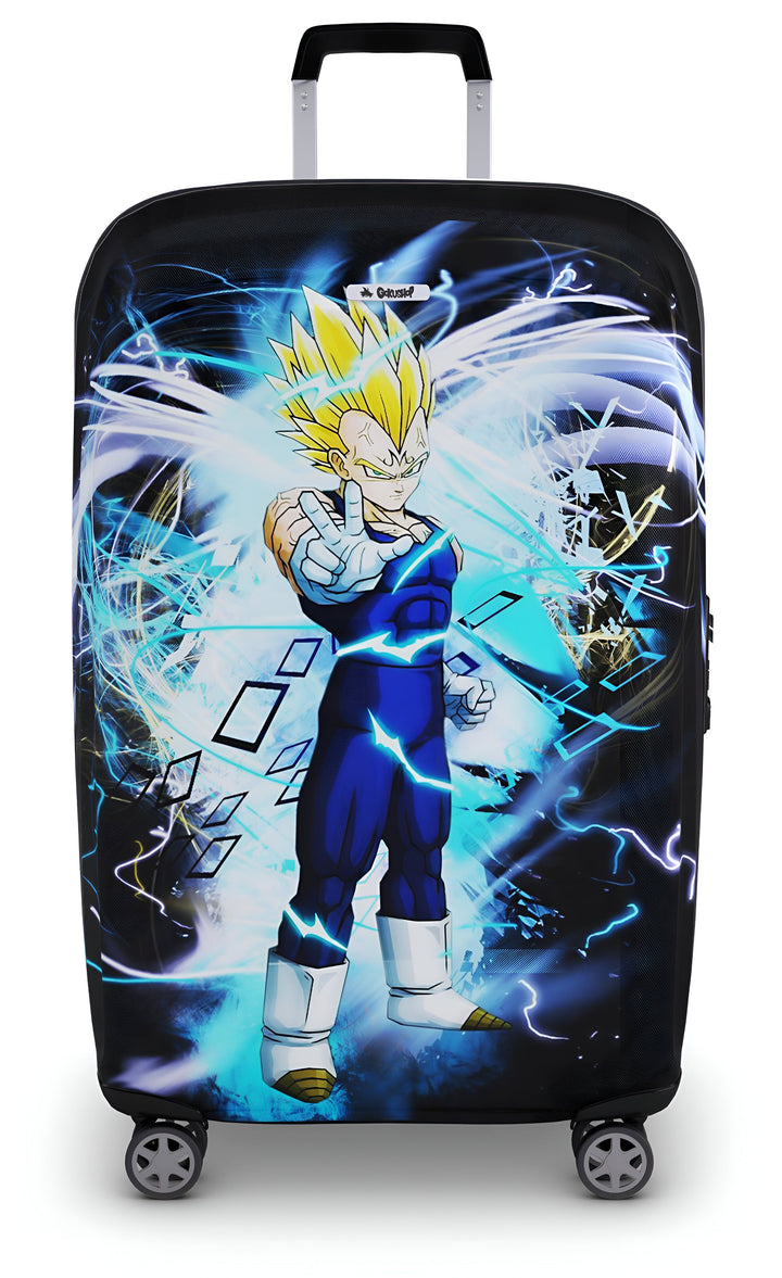 Une valise à roulettes noire avec une image de Vegeta, un personnage de Dragon Ball Z. Vegeta est un prince Saiyan et l'un des personnages principaux de la série. Il est le rival de Goku et le père de Trunks.,HO-7879347631,HO-0601170849,HO-5575464644,HO-8905390757