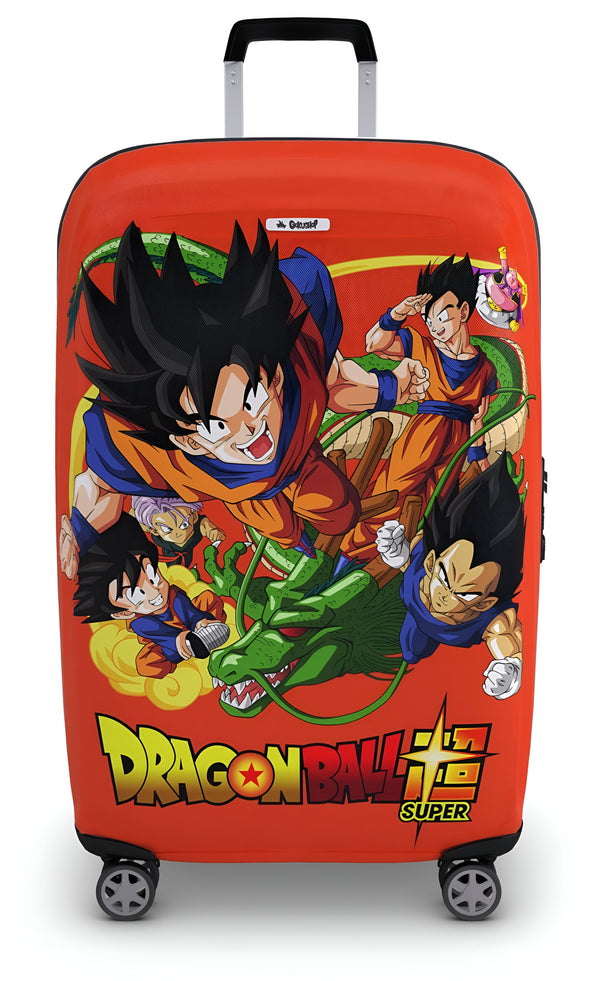 Une valise à roulettes orange avec une image de Son Goku, Vegeta, Trunks, Gohan et Krilin de la série Dragon Ball Super.,HO-1561130141,HO-9664828874,HO-2905472146,HO-617065581X