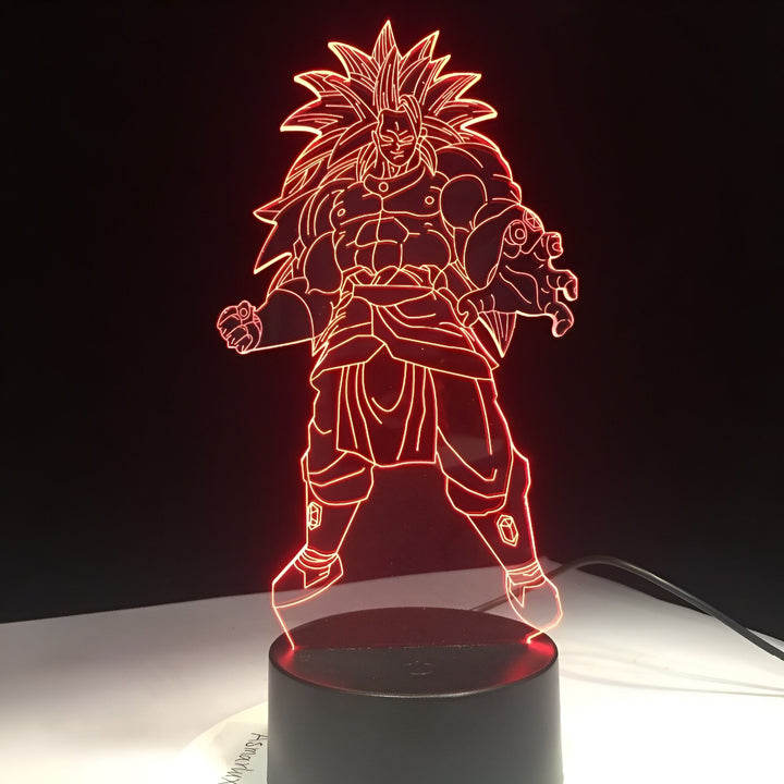 Une image d'un personnage de Dragon Ball Z, Broly, éclairée en rouge.,LA-4015403460