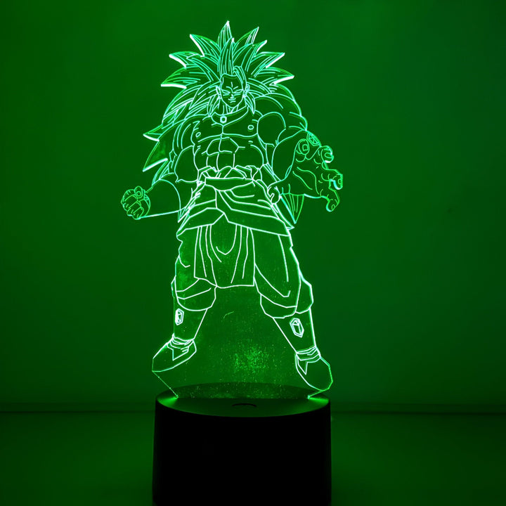 Une image de Broly, un personnage de Dragon Ball Z, éclairée en vert.,LA-4015403460