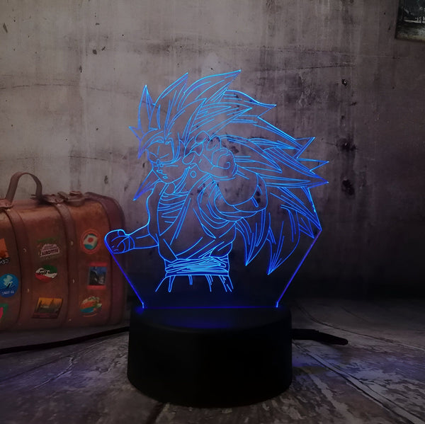 Une image d'un personnage de dessin animé, Son Goku, dans une lumière bleue.,LA-050554427X