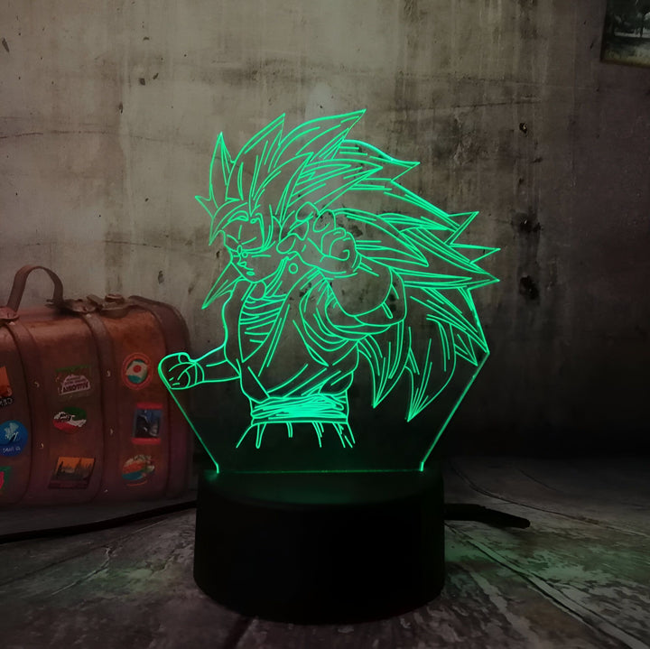 Une image d'un personnage de dessin animé, Son Goku, dans une lumière verte brillante.,LA-050554427X
