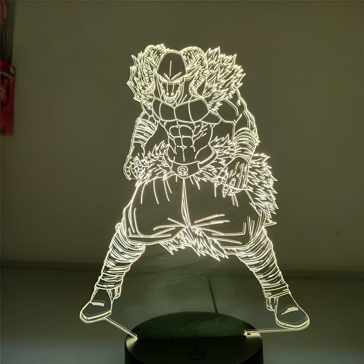 L'image représente une figurine en acrylique de Broly, un personnage de la série Dragon Ball Z. La figurine est éclairée par une lumière LED qui la fait briller.,LA-6659526234,LA-1330049349