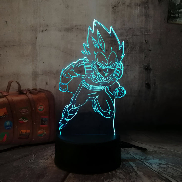 Une image d'un personnage de dessin animé, Vegeta, de la série Dragon Ball Z. Il est représenté en train de voler et est entouré d'une aura bleue.,LA-0824205227