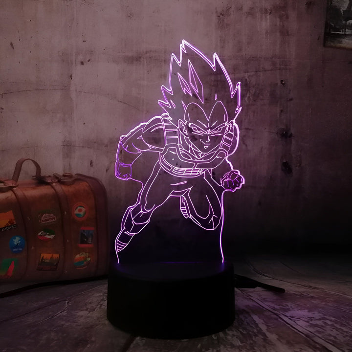 Une image d'un personnage de dessin animé, Vegeta, de la série Dragon Ball Z. Il est représenté en train de voler et est entouré d'une aura violette.,LA-0824205227
