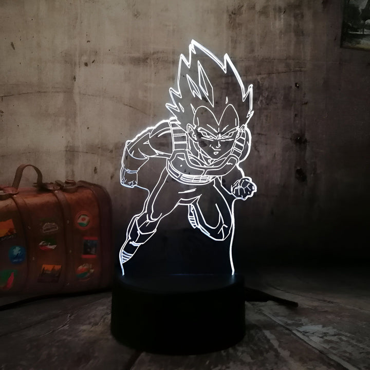 Une image d'un personnage de dessin animé, Vegeta, de la série Dragon Ball Z. Il est représenté en train de voler et est entouré d'un halo lumineux.,LA-0824205227