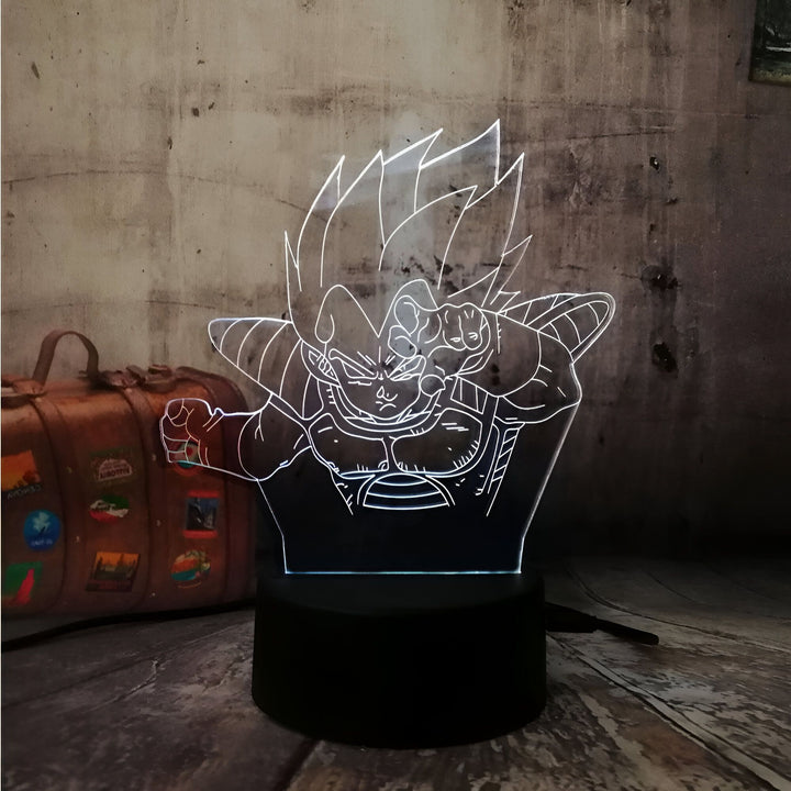 Une image d'un personnage de dessin animé, Vegeta, de la série Dragon Ball Z. Il est représenté en train de se battre, avec un poing en avant et l'autre poing levé. Il a les cheveux hérissés et porte une armure. L'image est en noir et blanc, avec un fond transparent.,LA-3506291009