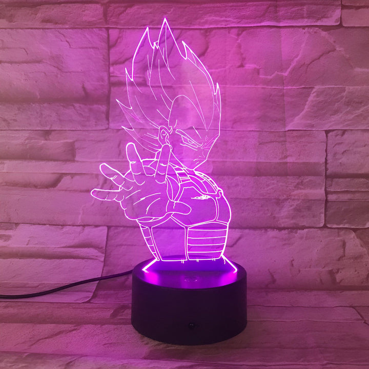 Une image d'un personnage de dessin animé, Vegeta, avec un fond violet.,LA-9800412301