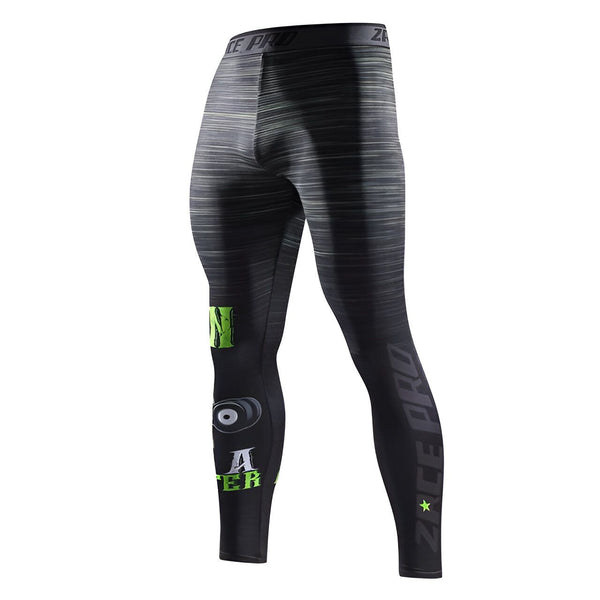 L'image représente un legging de sport noir et gris avec des motifs verts. Il est porté par un mannequin.,LE-612421136X,LE-082998786X,LE-2548664961,LE-8600029902