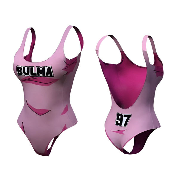 Le maillot de bain Bulma est un maillot de bain une pièce rose avec le logo Bulma sur le devant et le numéro 97 sur le dos. Il est inspiré du personnage Bulma de la série Dragon Ball Z.,MA-3215997436,MA-8201724682,MA-5819163893,MA-6874792121,MA-1428602992