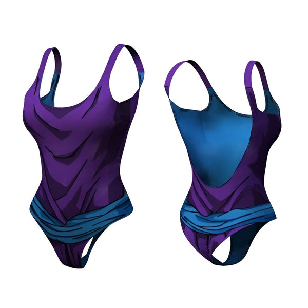 L'image représente un maillot de bain une pièce de couleur violet et bleu avec une ceinture bleue.,MA-6271983340,MA-7164806616,MA-9890989840,MA-1888293780,MA-0396647111