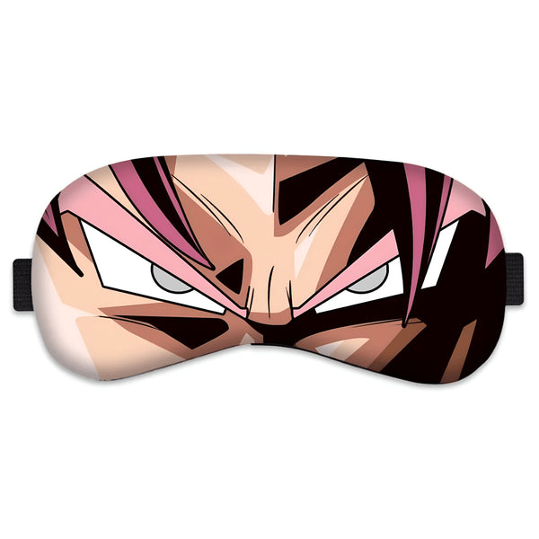 Un masque de sommeil noir avec le visage de Son Goku, un personnage de Dragon Ball Z.,MA-2496301596